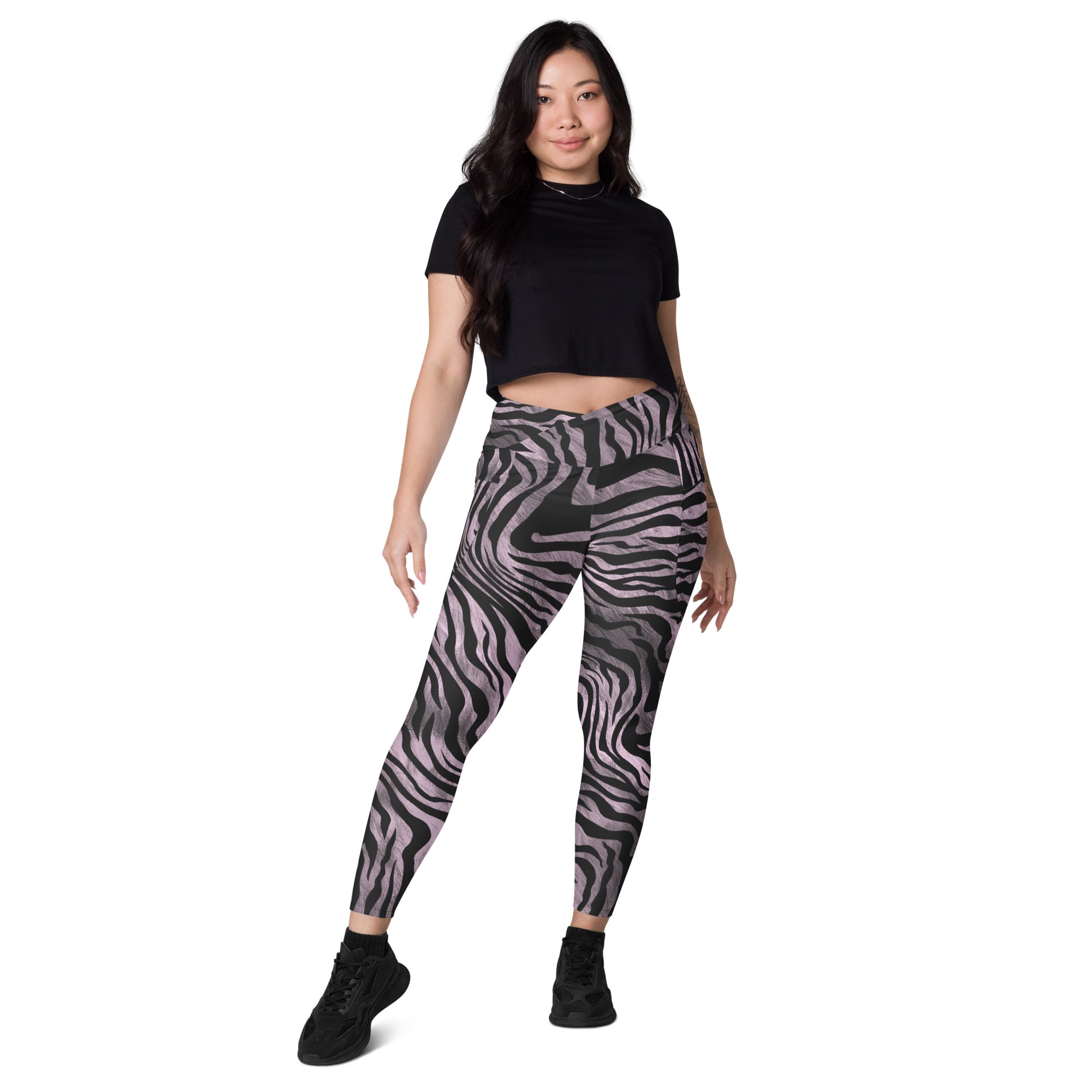 Zebralis Women's Recycled Crossover Leggings With Pockets - FLAKOUT