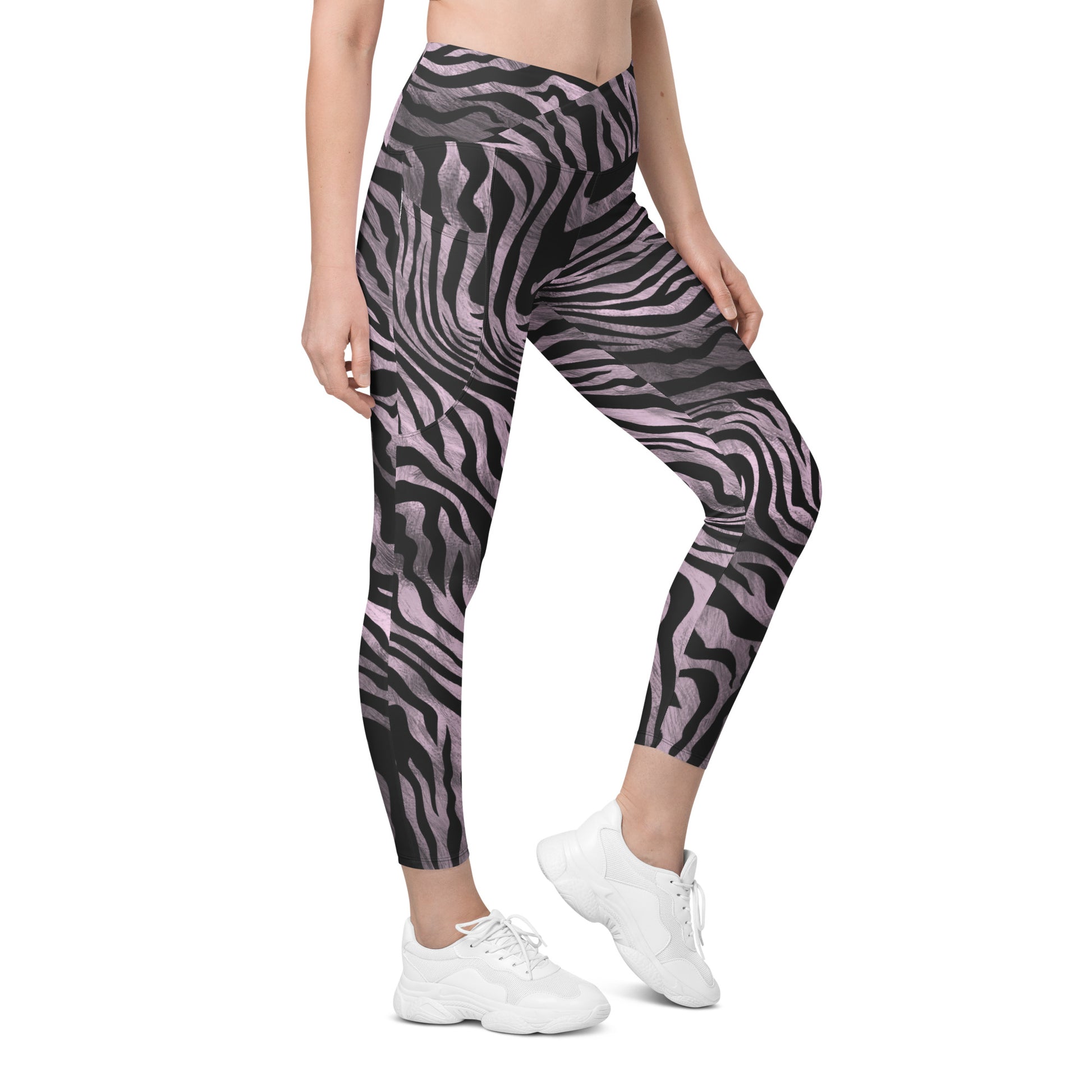 Zebralis Women's Recycled Crossover Leggings With Pockets - FLAKOUT