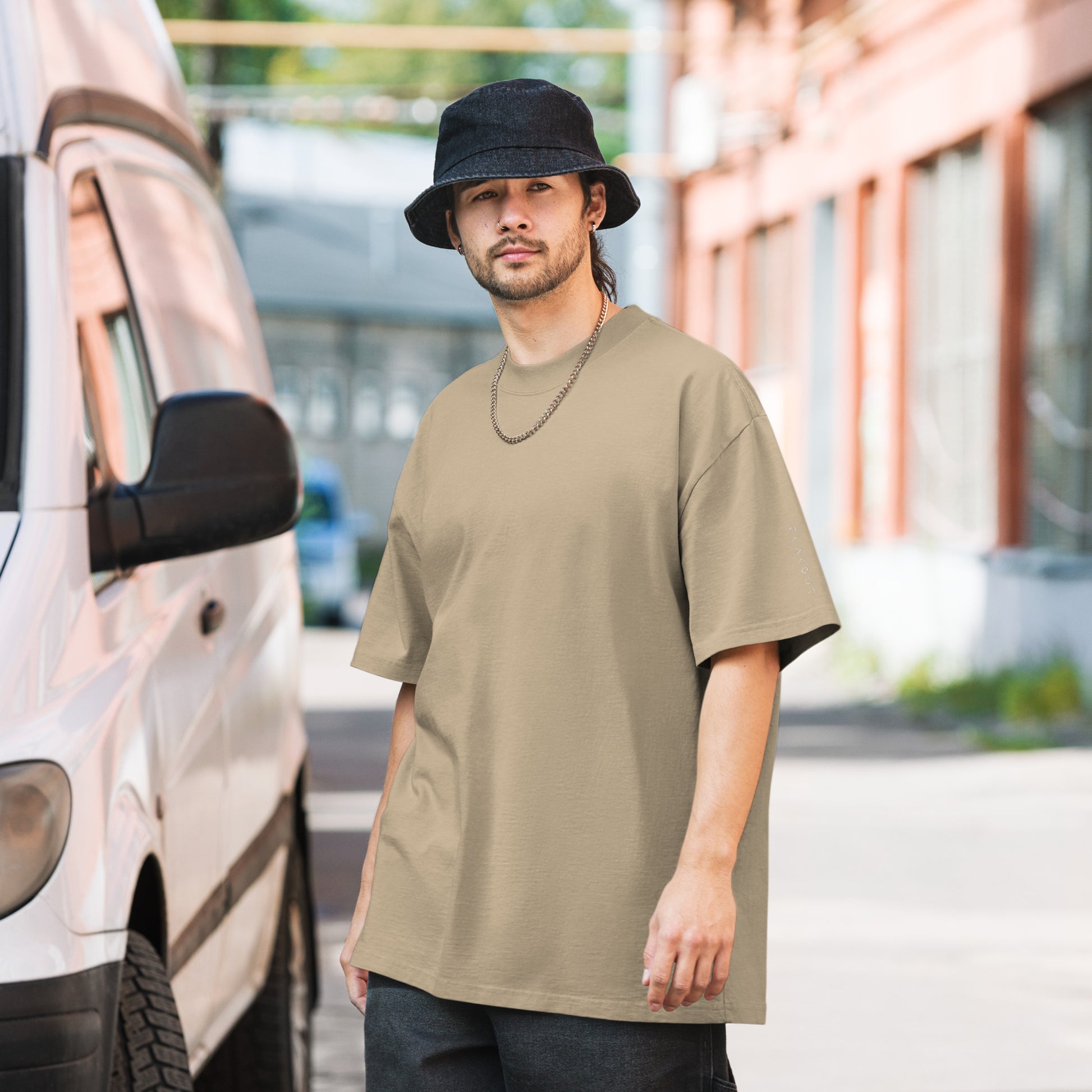 Oversized Faded T-shirt Embroidered Logo - FLAKOUT