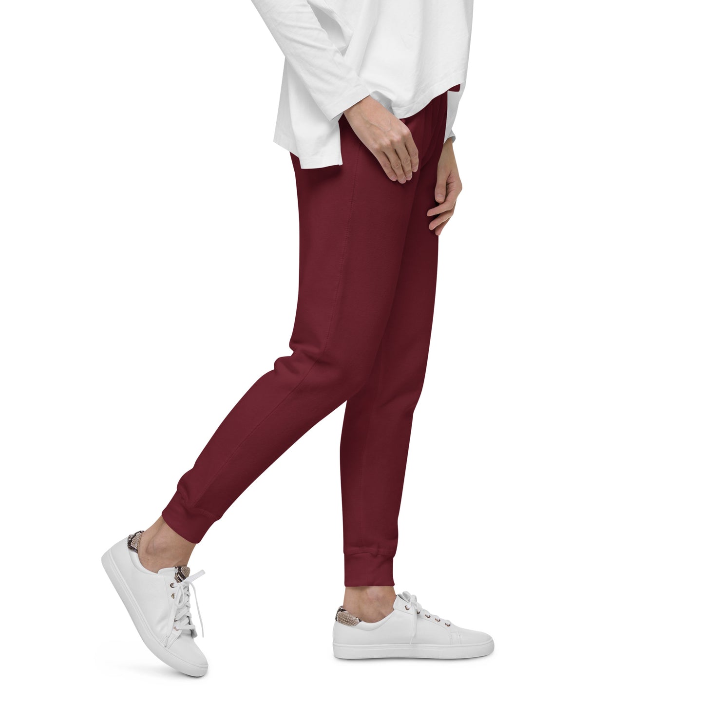 FLAKOUT Logo Back Leg Unisex Fleece Sweatpants - Maroon - FLAKOUT