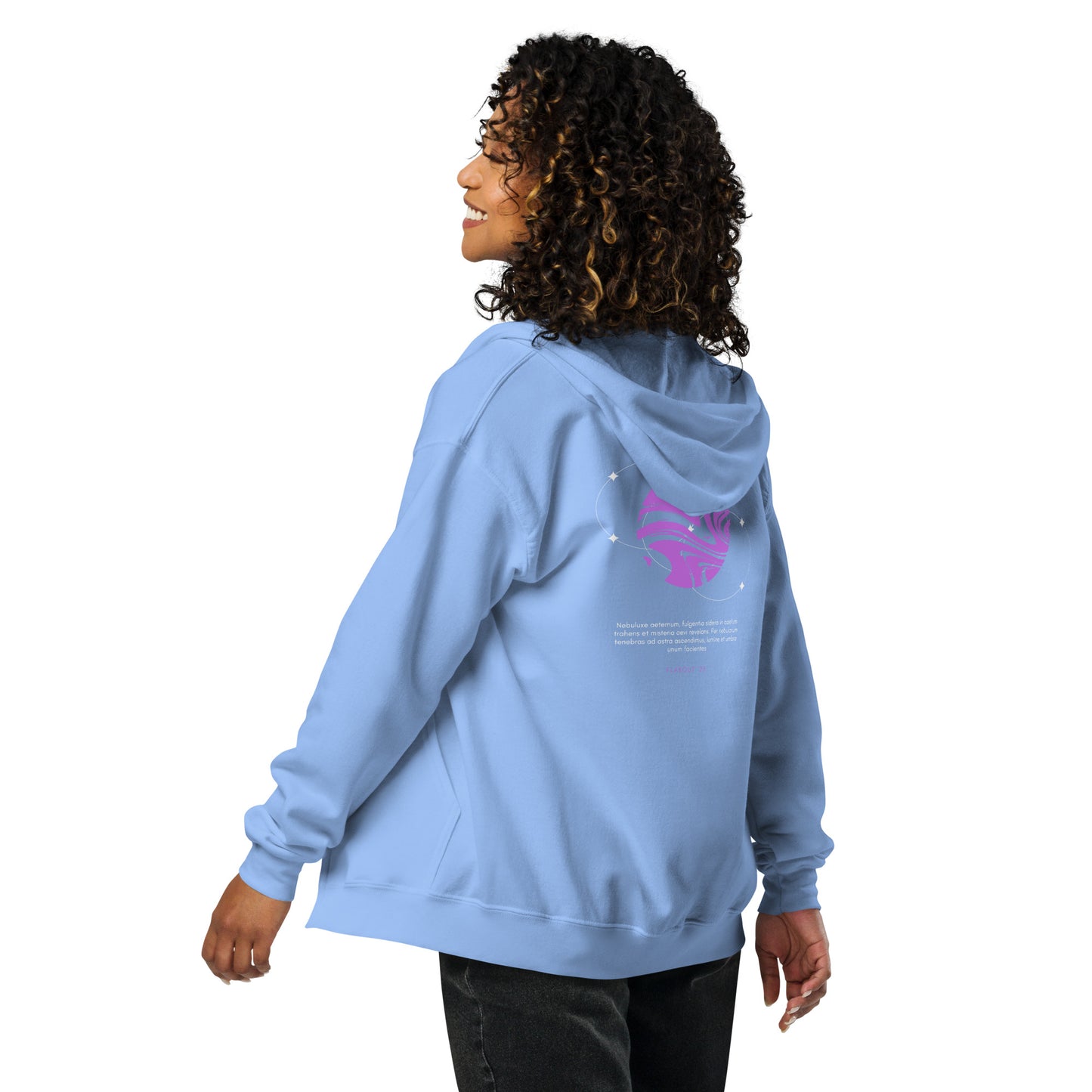 Nebuluxe Brilliance Heavy Harmony Fusion Zip Hoodie - Carolina Blue - FLAKOUT