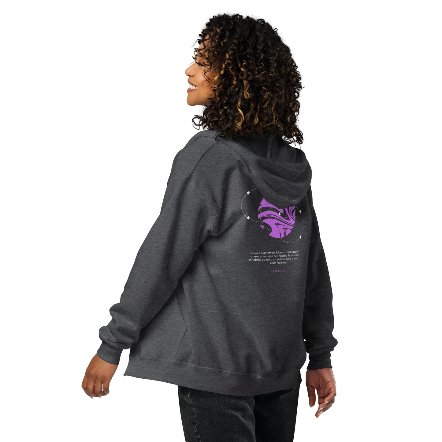 Nebuluxe Brilliance Heavy Harmony Fusion Zip Hoodie - Dark Heather - FLAKOUT