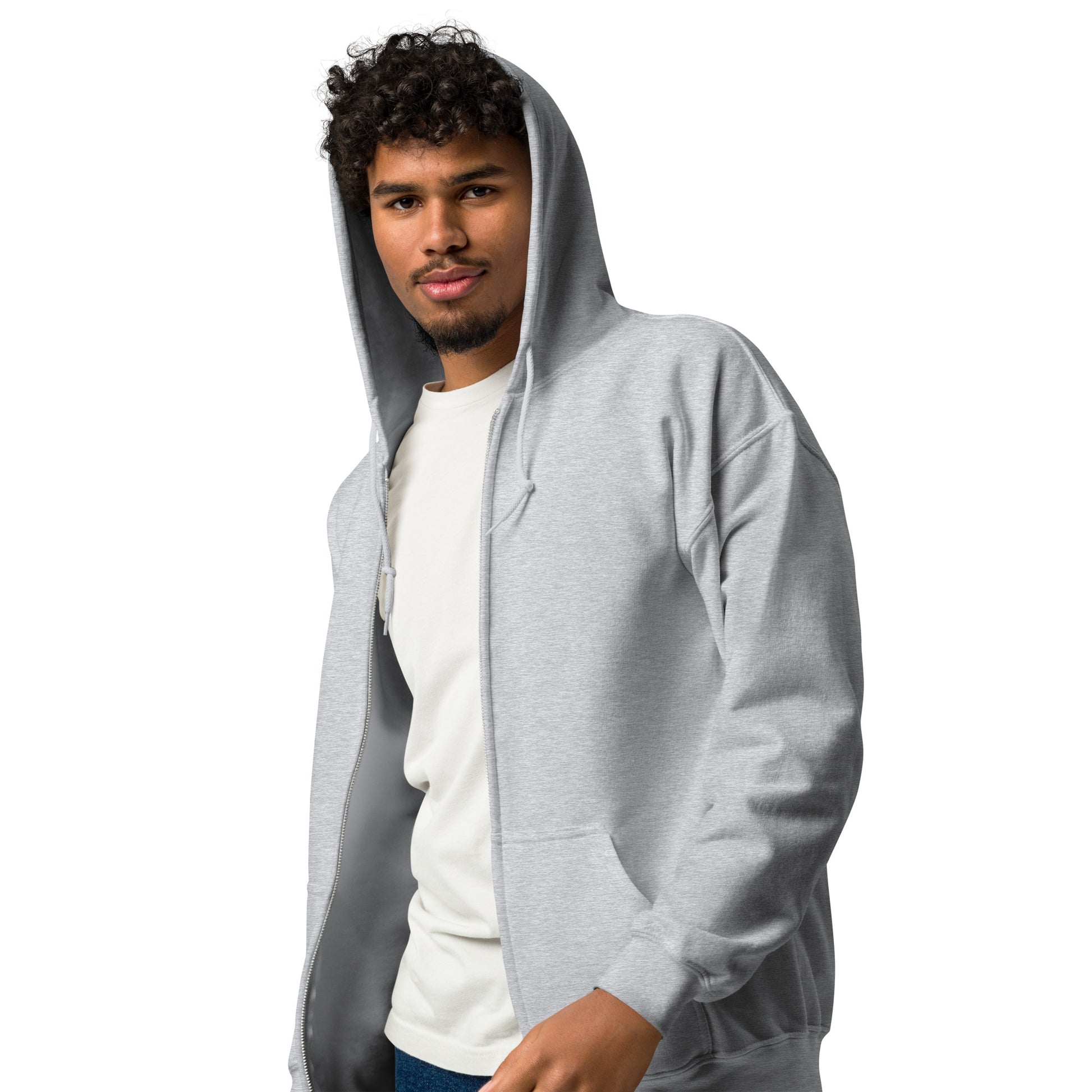 Celestial Heliacal Glow Heavy Harmony Fusion Zip Hoodie - Sport Grey - FLAKOUT