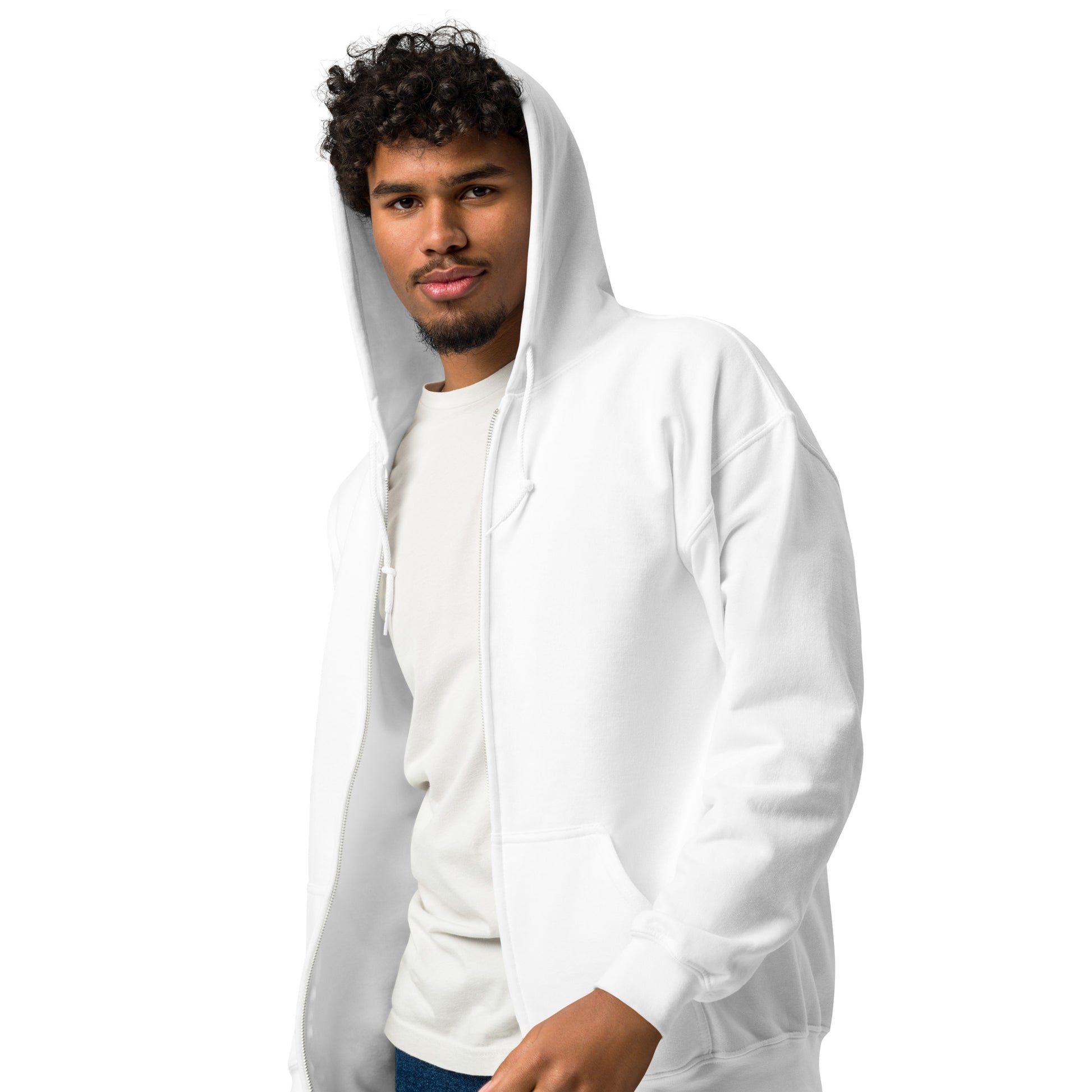 Celestial Heliacal Glow Heavy Harmony Fusion Zip Hoodie - White - FLAKOUT