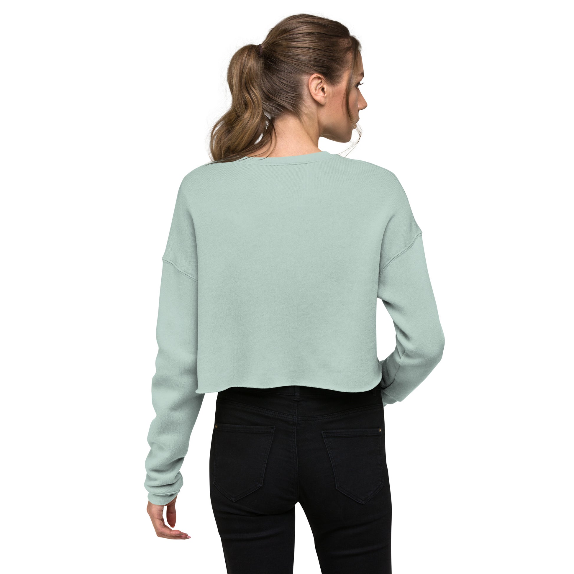 Lunar Eclipsis Women's Crop Sweatshirt - Dusty Blue - FLAKOUT