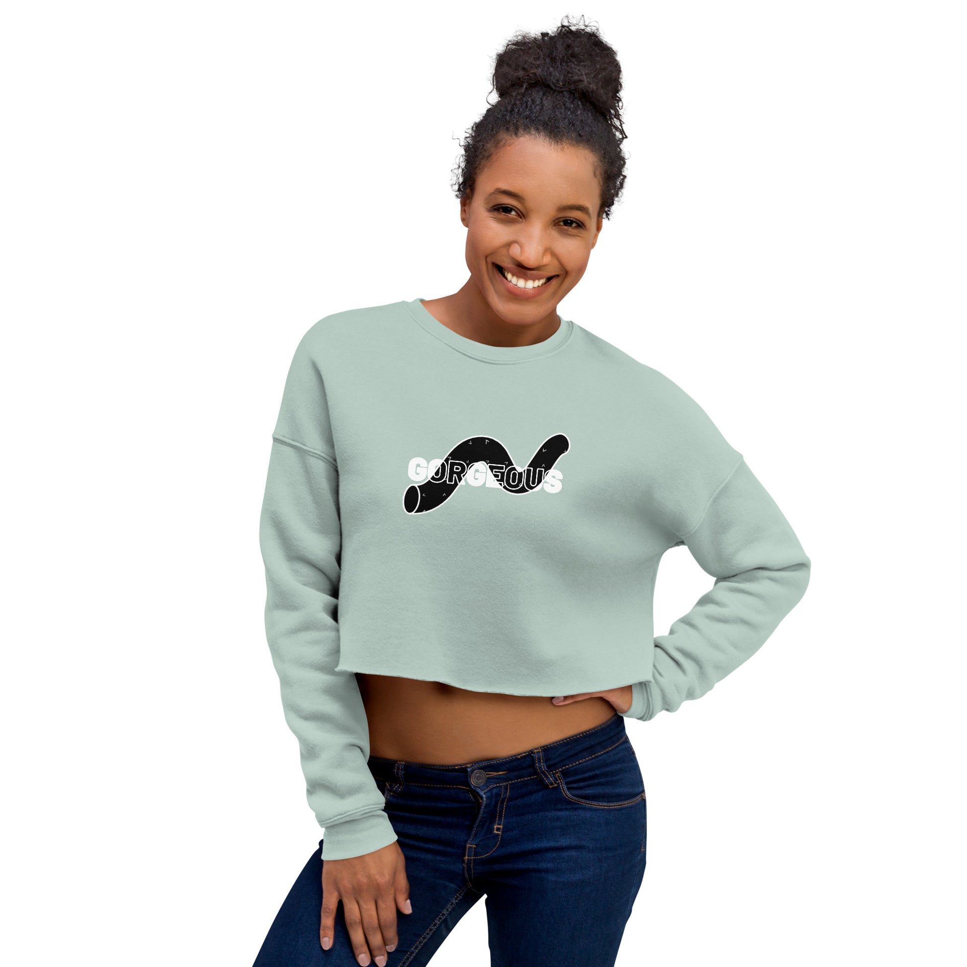 Gorgeous Opullent Allure Women's Crop Sweatshirt - Dusty Blue - FLAKOUT