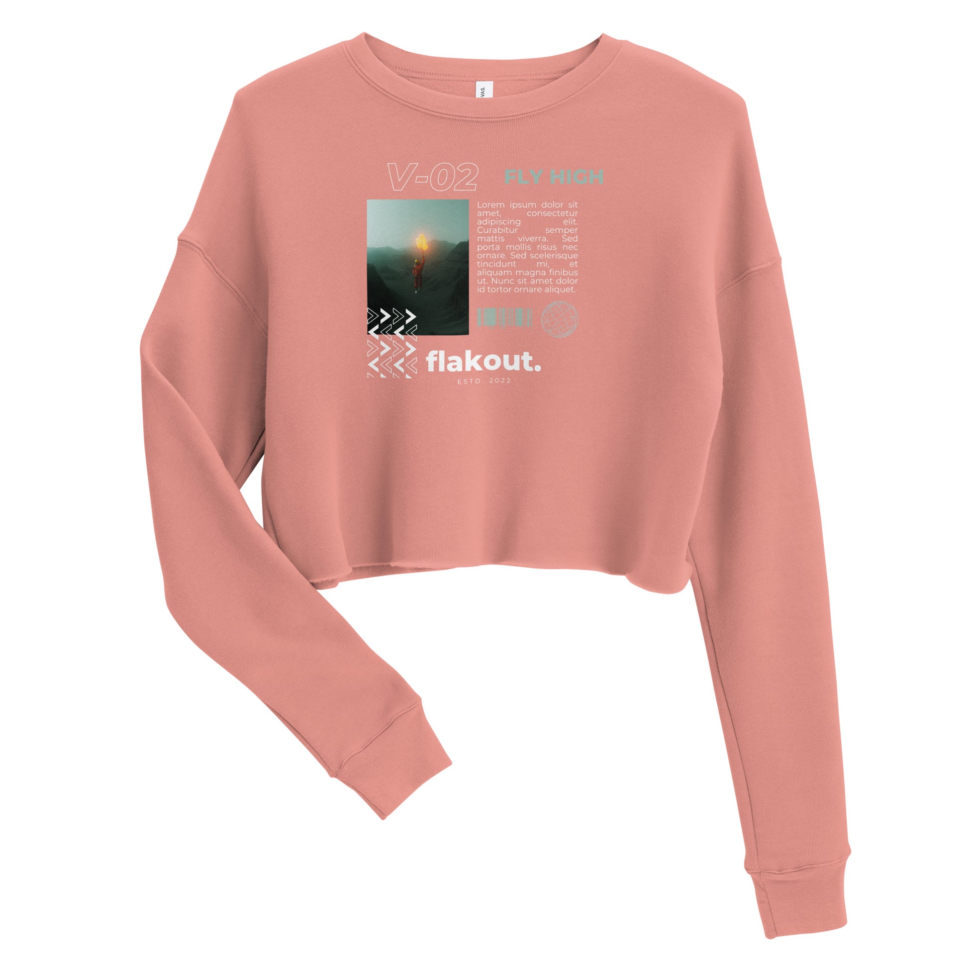 Fly High Voyager Women's Crop Sweatshirt - Mauve - FLAKOUT