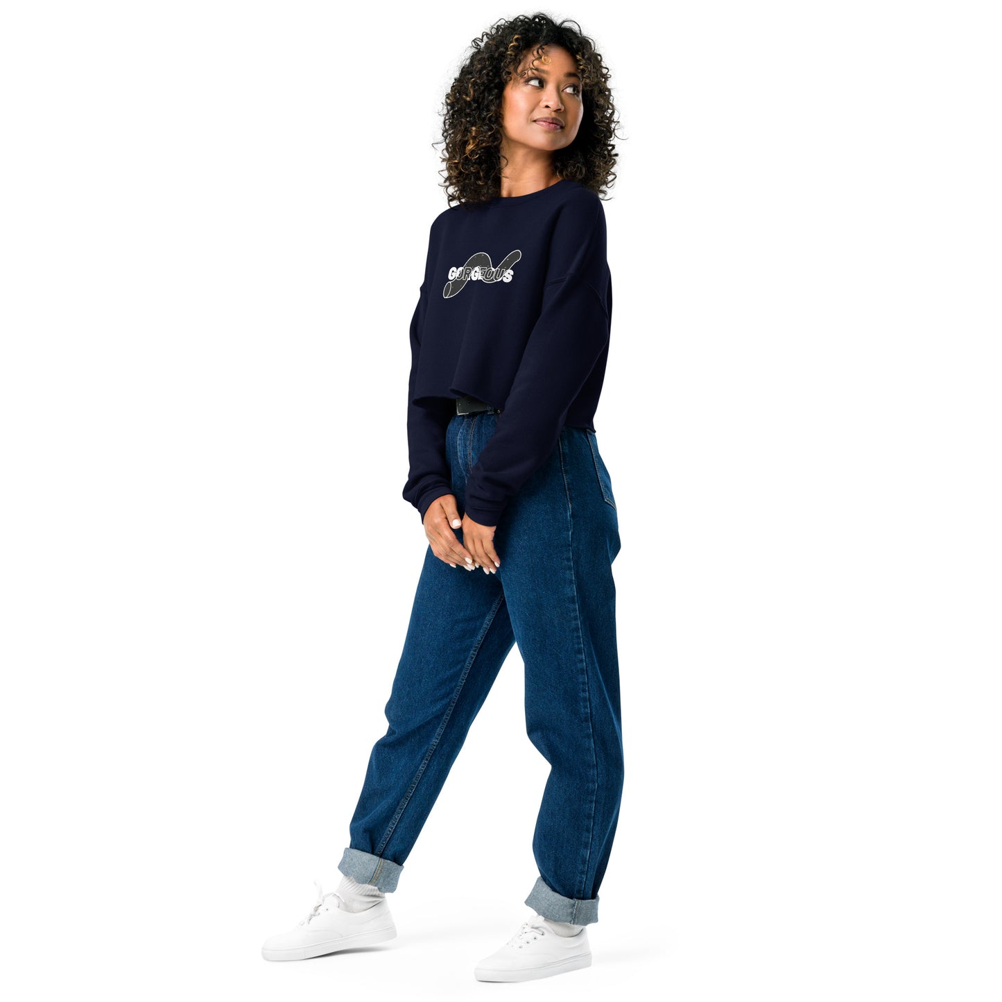 Gorgeous Opullent Allure Women's Crop Sweatshirt - Navy - FLAKOUT