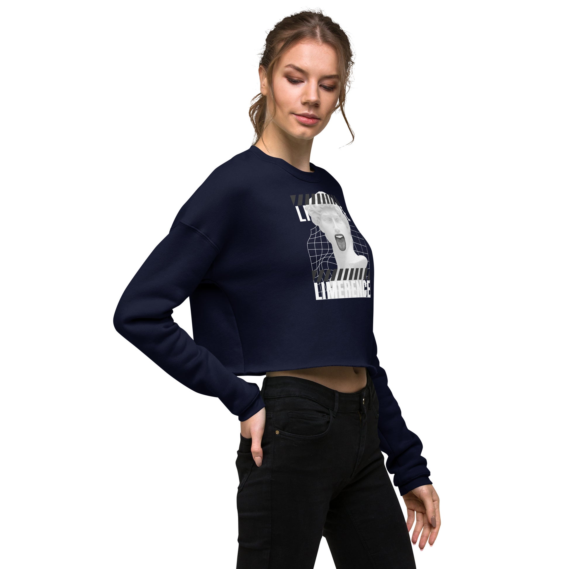 Limerence Women's Crop Sweatshirt - Navy - FLAKOUT