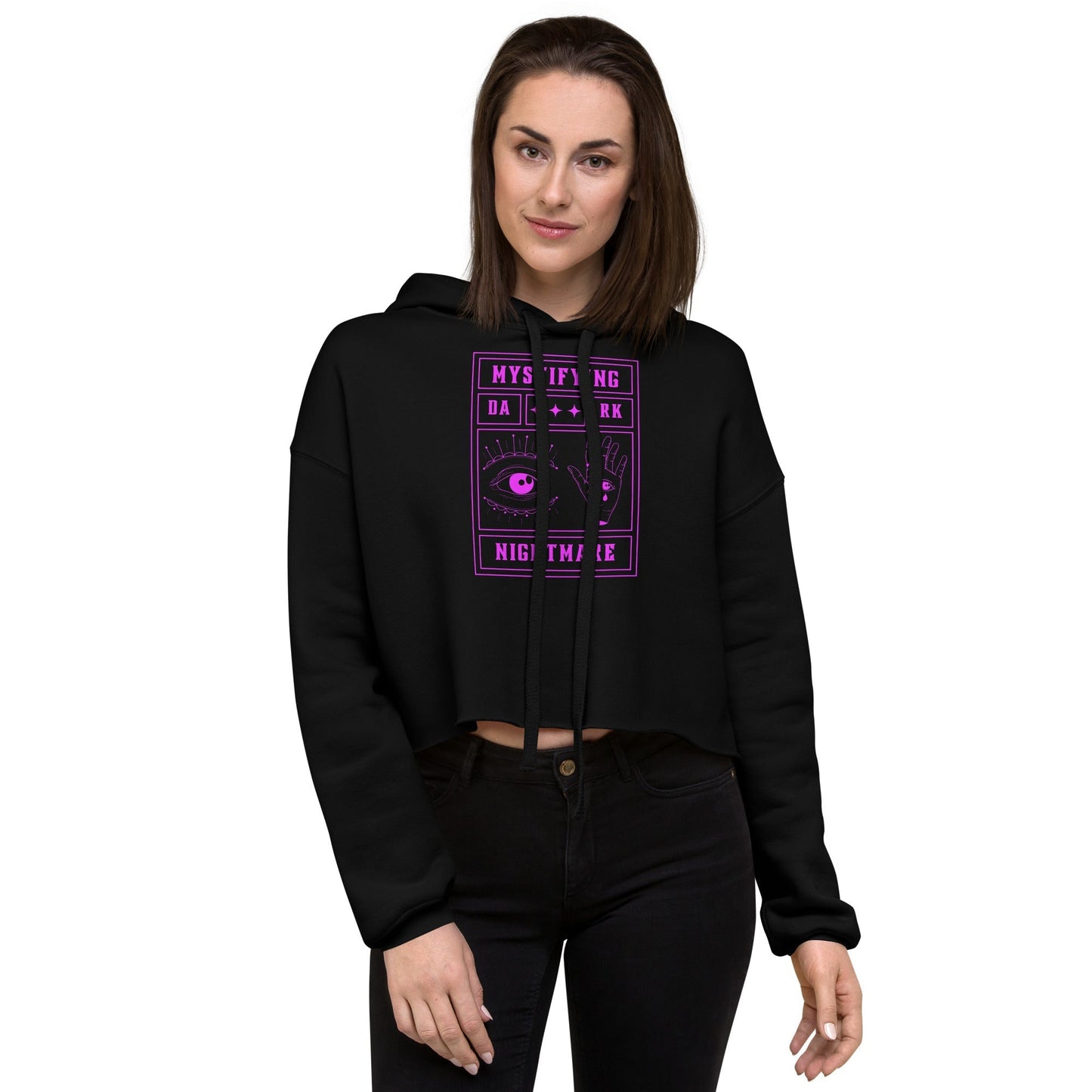 Mystifying Nightmare Shadowy Enigma Women's Crop Hoodie - FLAKOUT