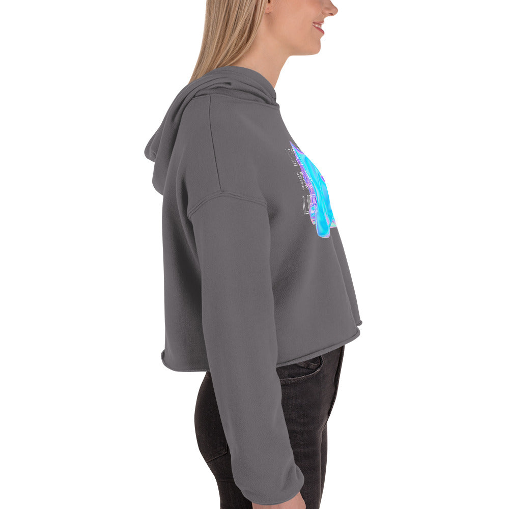 Vivid Existence Live Your Life Women's Crop Hoodie - FLAKOUT